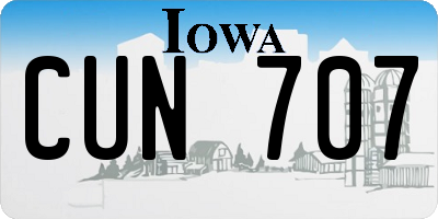 IA license plate CUN707