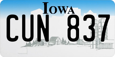 IA license plate CUN837