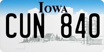IA license plate CUN840