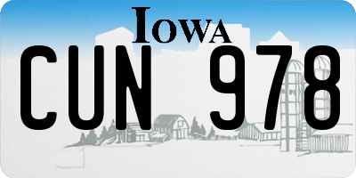 IA license plate CUN978