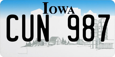 IA license plate CUN987