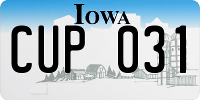 IA license plate CUP031