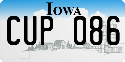IA license plate CUP086