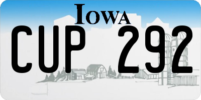 IA license plate CUP292