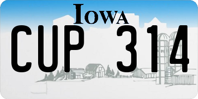 IA license plate CUP314