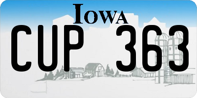 IA license plate CUP363