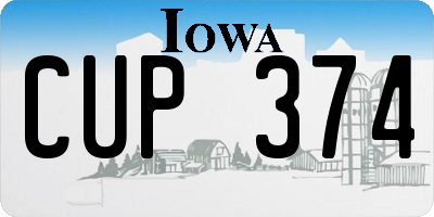 IA license plate CUP374