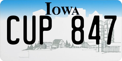 IA license plate CUP847