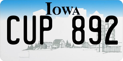 IA license plate CUP892