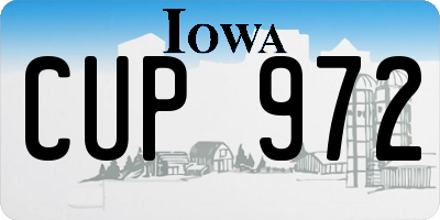IA license plate CUP972