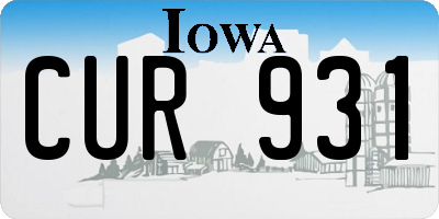 IA license plate CUR931