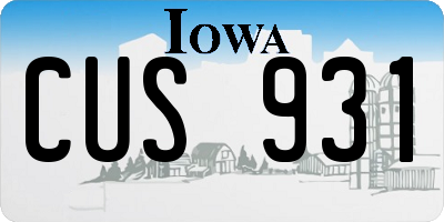 IA license plate CUS931
