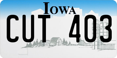 IA license plate CUT403