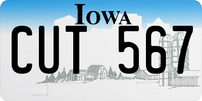 IA license plate CUT567