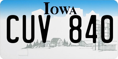IA license plate CUV840