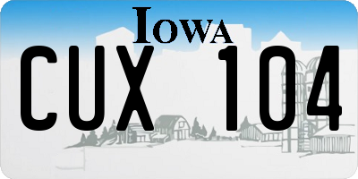 IA license plate CUX104