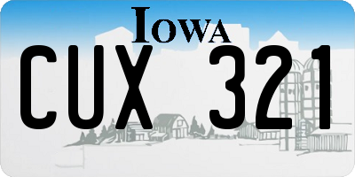 IA license plate CUX321