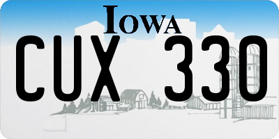 IA license plate CUX330