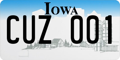 IA license plate CUZ001