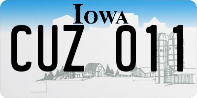 IA license plate CUZ011