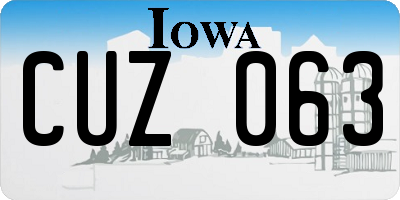 IA license plate CUZ063