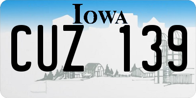IA license plate CUZ139