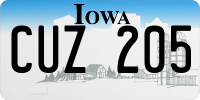 IA license plate CUZ205
