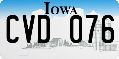 IA license plate CVD076