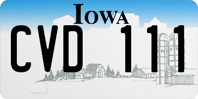 IA license plate CVD111