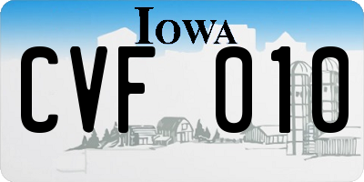 IA license plate CVF010