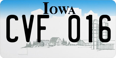 IA license plate CVF016