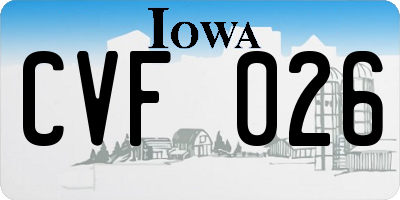 IA license plate CVF026