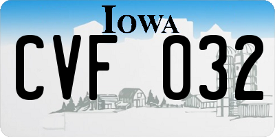 IA license plate CVF032