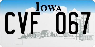 IA license plate CVF067
