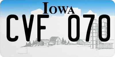 IA license plate CVF070