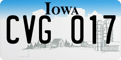 IA license plate CVG017