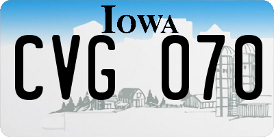 IA license plate CVG070