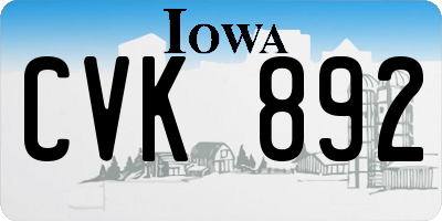 IA license plate CVK892