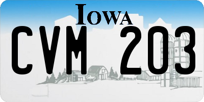 IA license plate CVM203