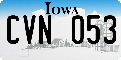 IA license plate CVN053