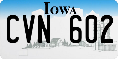 IA license plate CVN602