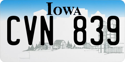 IA license plate CVN839