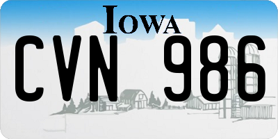 IA license plate CVN986