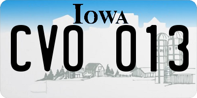 IA license plate CVO013
