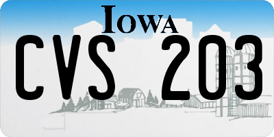 IA license plate CVS203
