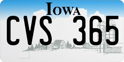 IA license plate CVS365
