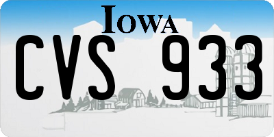 IA license plate CVS933