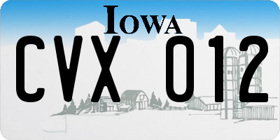 IA license plate CVX012