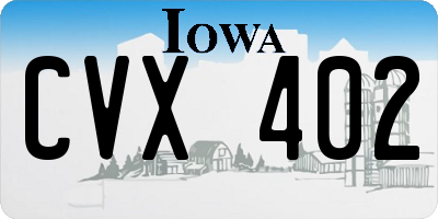 IA license plate CVX402