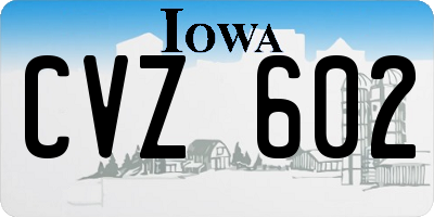 IA license plate CVZ602